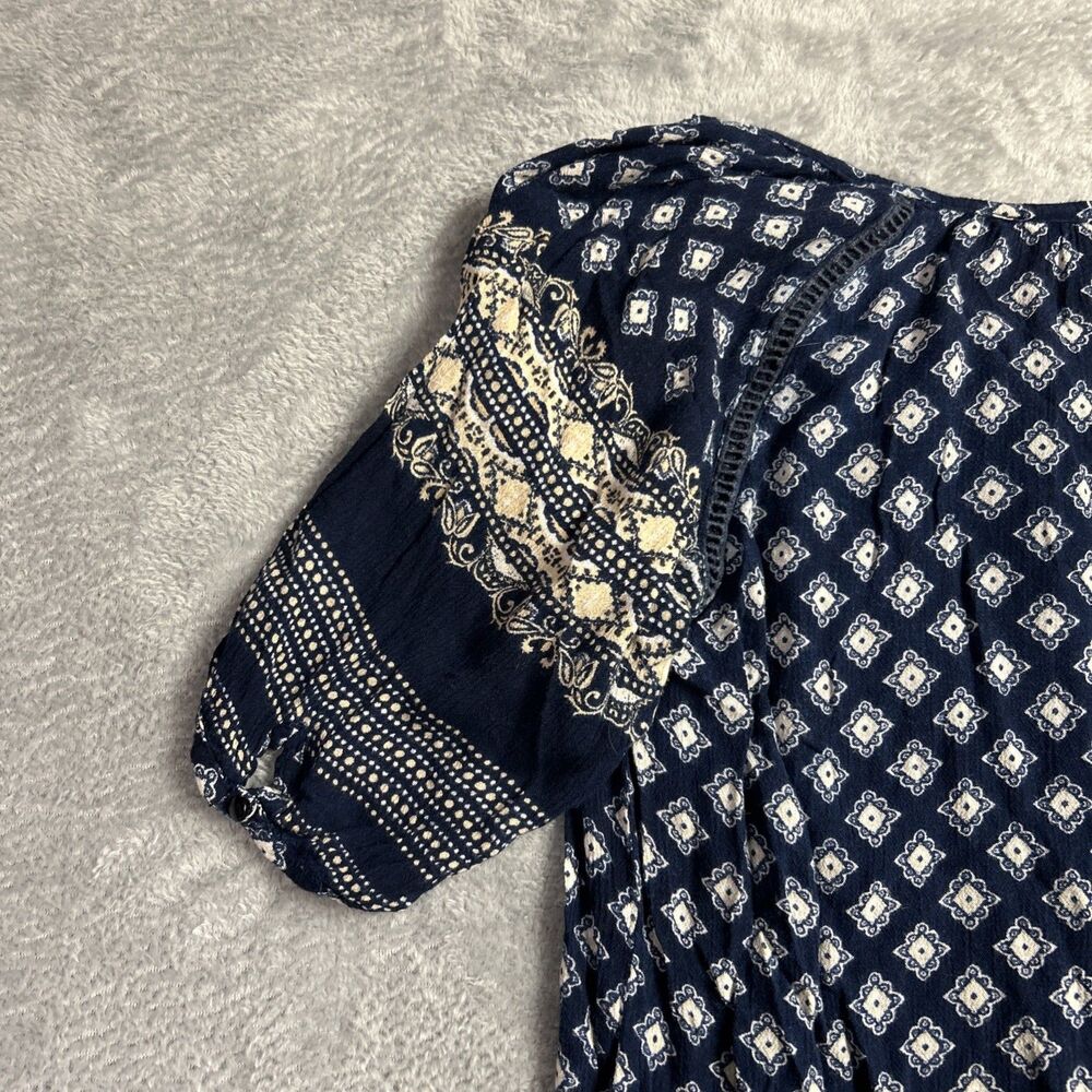 Apollo Artsy Flowy Boho Embroidered Womens Shirt Top Y2K Sz M Peasant Gypsy - Picture 12 of 14